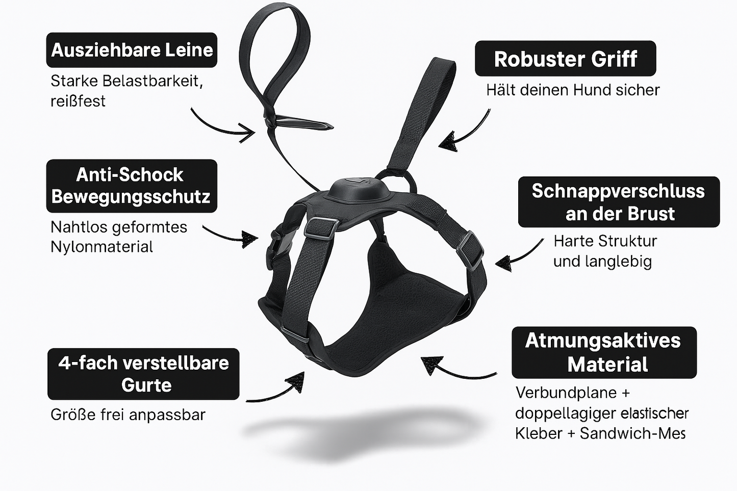 Anti-Zieh Hundegeschirr mit Leine