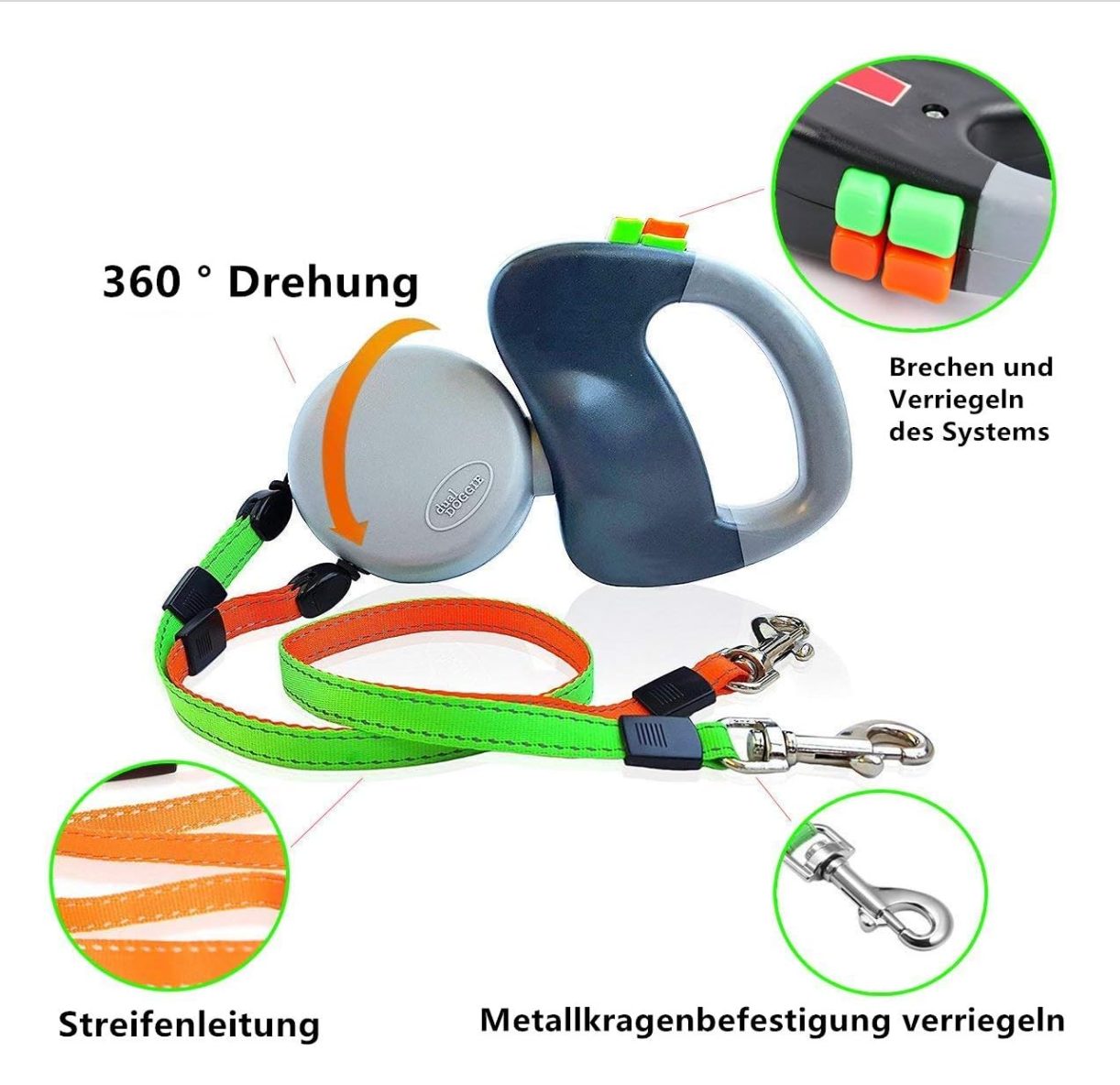 LeinenLuxe® DuoControl – Die smarte Doppelleine mit Anti-Wickel-Technik & LED-Sicherheit
